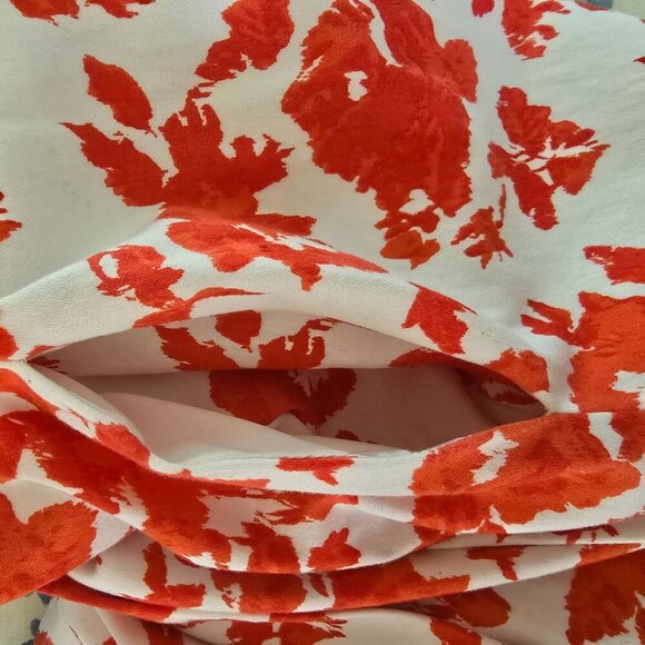 WOMENS ALEX MARIE RED WHITE FLORAL LINED SLEEVELESS PLEATED A LINE DRESS SIZE 14 - Picture 5 of 9